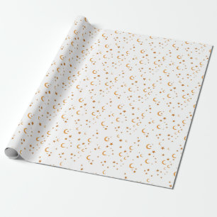 Scattered Moon And Stars Pattern Wrapping Paper