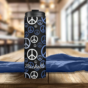 Scattered Peace Signs Blue SPST Thermal Tumbler