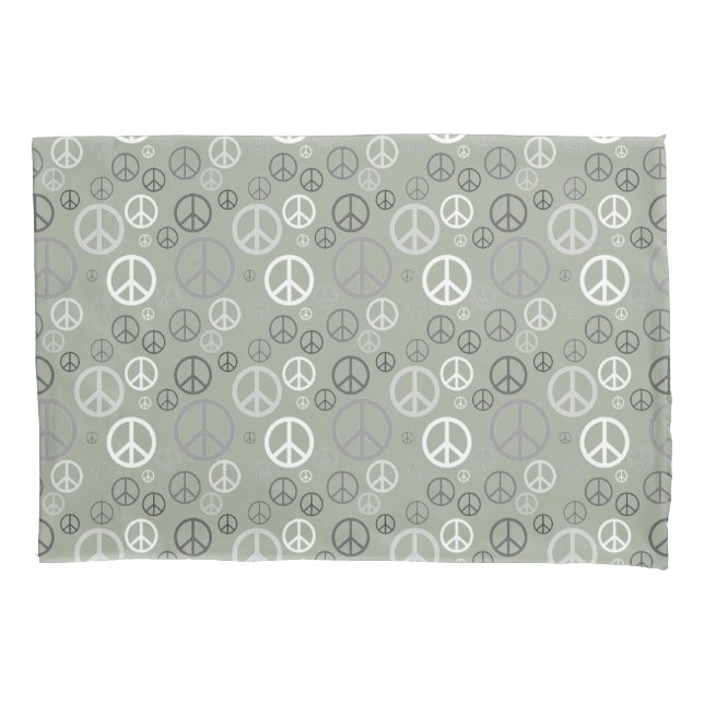 Scattered Peace Signs Grey SPST Pillowcase (Front-Left)