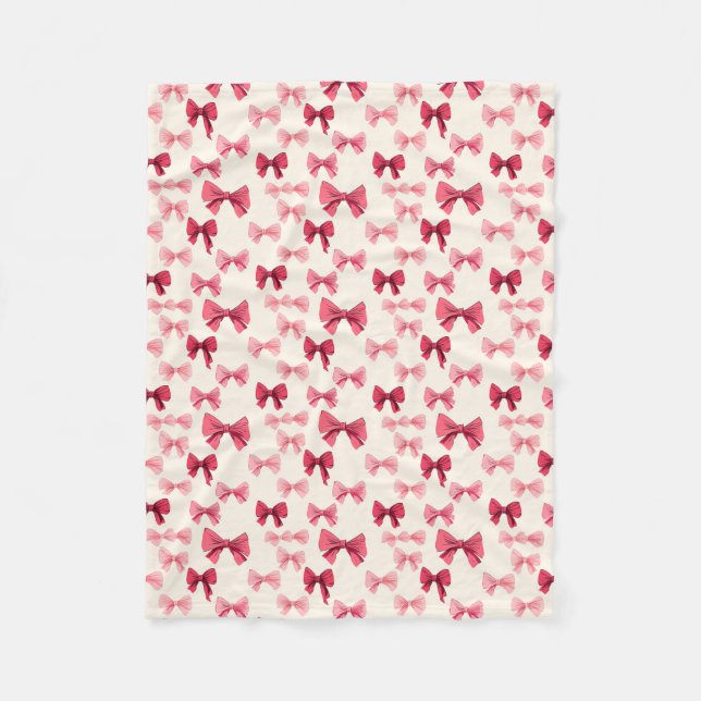 Scattered Pink Bows Fleece Blanket (Front)