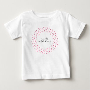 Scattered Pink Hearts Confetti Made with Love Baby T-Shirt