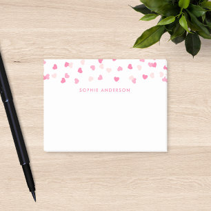 Scattered Pink Hearts Confetti Post-it Notes
