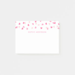 Scattered Pink Hearts Confetti Post-it Notes