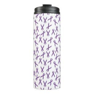 Scattered Purple Awareness Ribbons Pattern Thermal Tumbler