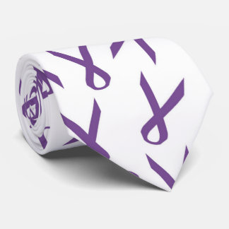 Scattered Purple Awareness Ribbons Pattern Tie