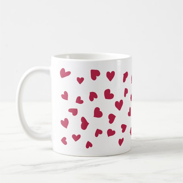 Scattered Red Heart Doodles Mug (Left)