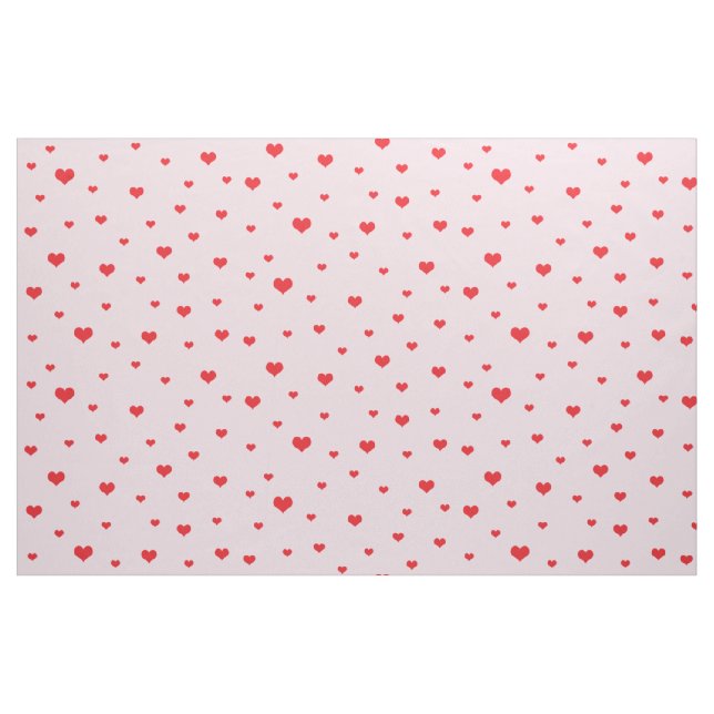 Scattered Red Hearts on Light Pink Colour Fabric (Yard)