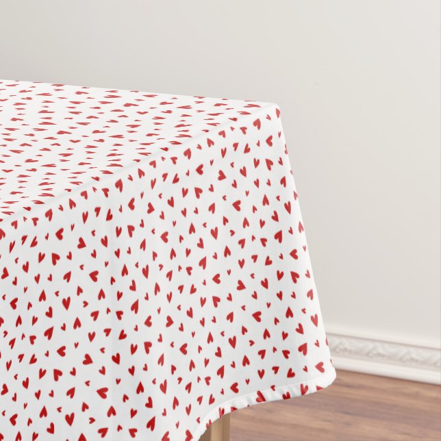 Scattered Red Hearts Tablecloth (In Situ)