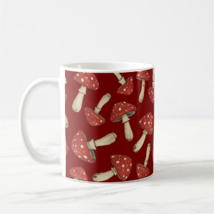 Scattered Red Mushroom Print Retro Cottagecore Tea Coffee Mug
