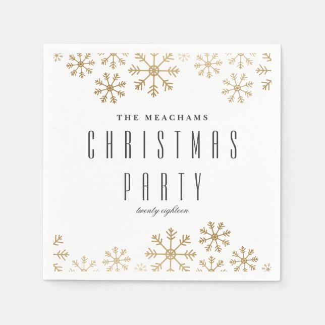 Scattered snow holiday party napkins (Front)