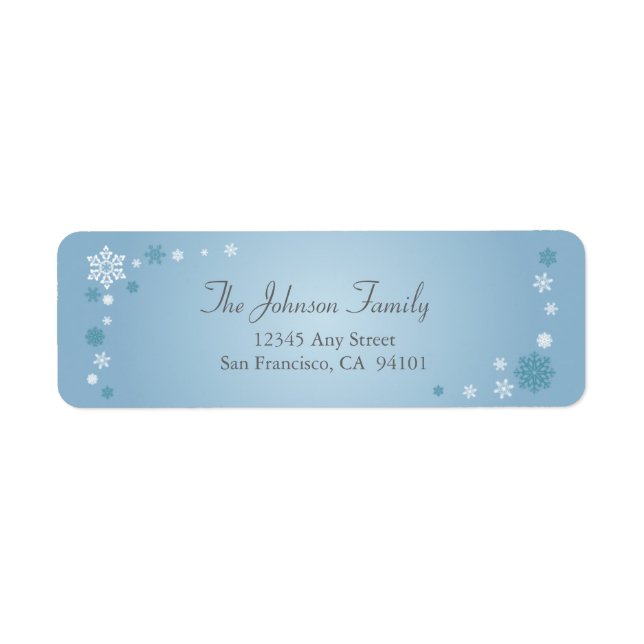 Scattered Snowflakes Holiday Address Labels (blue) (Front)