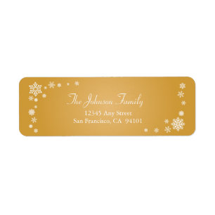 Scattered Snowflakes Holiday Address Labels (gold)