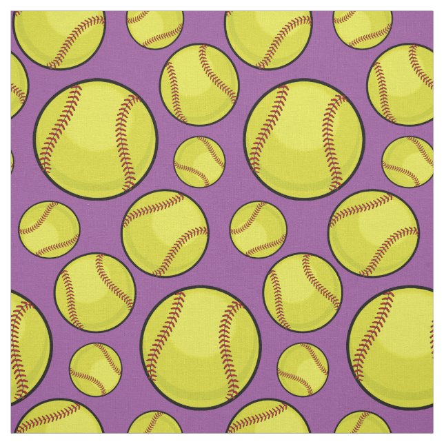 Scattered Softball Balls Fabric (Swatch)