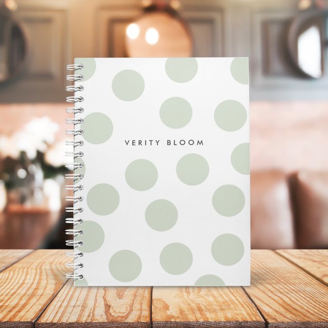 Scattered Spot Sage Green Modern Minimal Dot Notebook (Creator Uploaded)