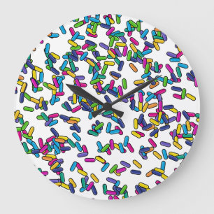 Scattered Sprinkles Pattern Large Clock