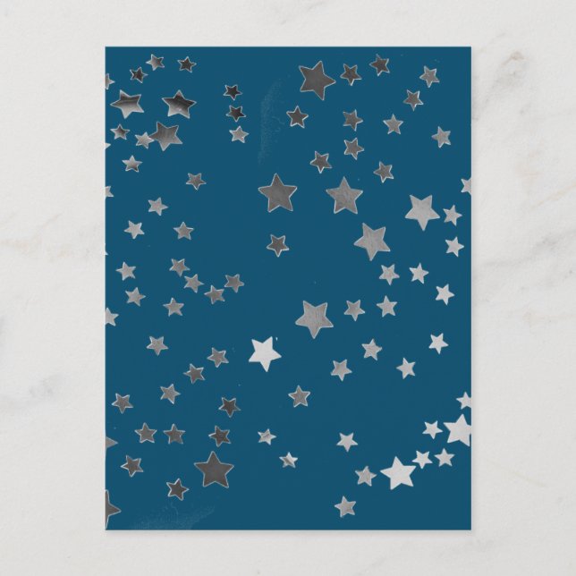 Scattered Stars on Blue Postcard (Front)
