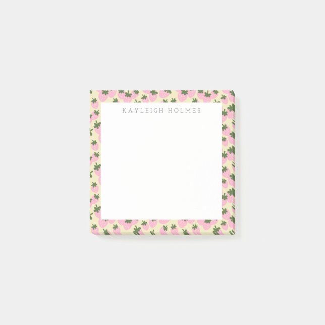 Scattered Strawberries (Cream) Custom  Post-it Notes (Front)