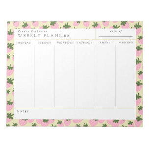 Scattered Strawberries (Cream) Weekly Planner Notepad