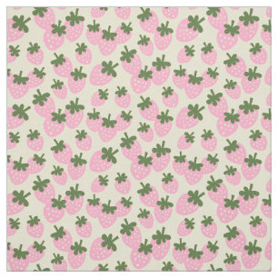 Scattered Strawberries on Cream  Fabric