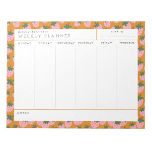 Scattered Strawberries (Orange) Weekly Planner Notepad
