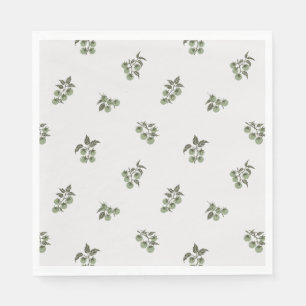 Scattered Tomato Branch Botanical Picnic Green Napkin