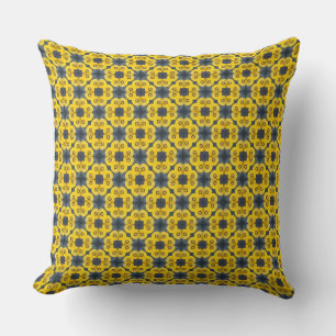 Scattered Yellow Flower Faded Black  Cushion