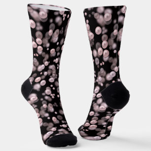 Scatterings of pink and white pearls on black velv socks