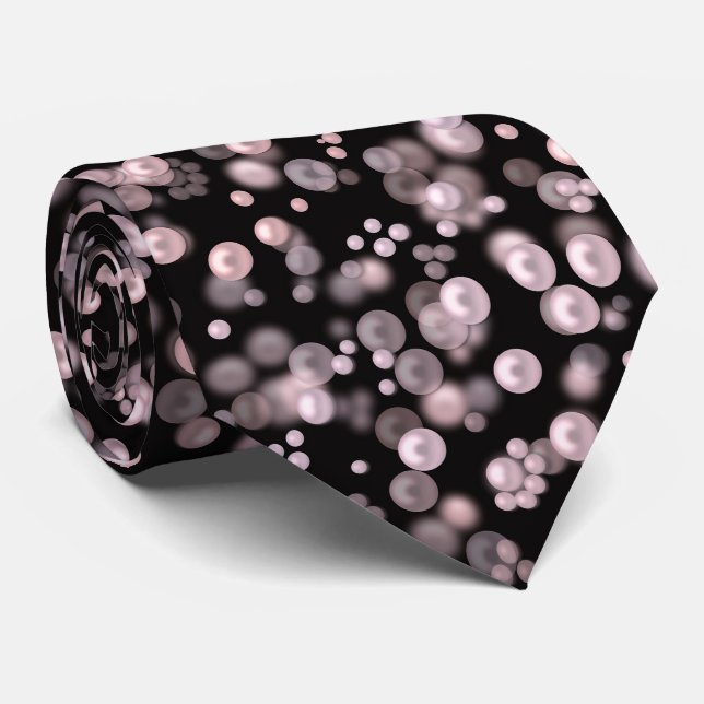 Scatterings of pink and white pearls on black velv tie (Rolled)