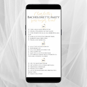 Scavenger Hunt Bachelorette Party Gold gPhoto Game Card