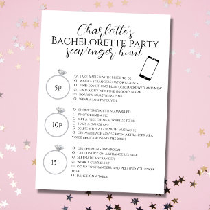 Scavenger Hunt Bachelorette Party Photo Game Card