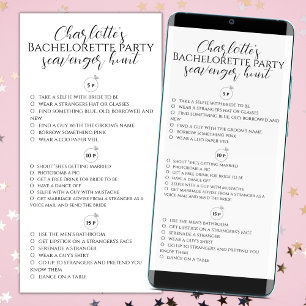 Scavenger Hunt Bachelorette Party Photo Game Card