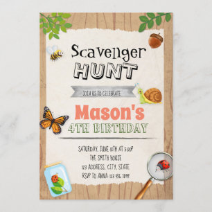 Scavenger hunt birthday party invitation
