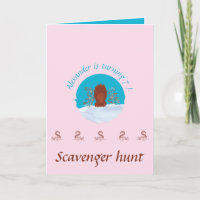 Scavenger hunt fun squirrel digging on pastel pink