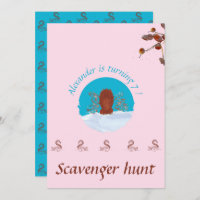 Scavenger hunt fun squirrel digging on pastel pink