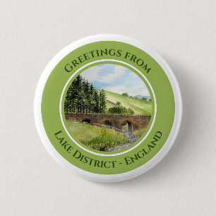 Scawgill Bridge over River Aiken Lake District UK 6 Cm Round Badge