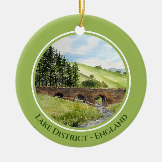 Scawgill Bridge over River Aiken Lake District UK Ceramic Ornament (Front)