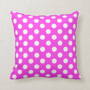 Sceaming Pink And White Polka Dots Cushion