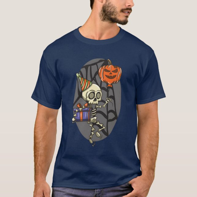 Sceleton Halloween Birthday friends T-Shirt (Front)