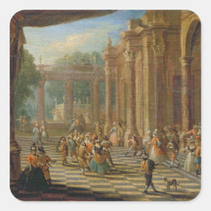 Scene at a Masked Ball Square Sticker