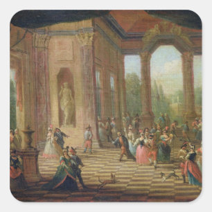 Scene at a Masked Ball Square Sticker