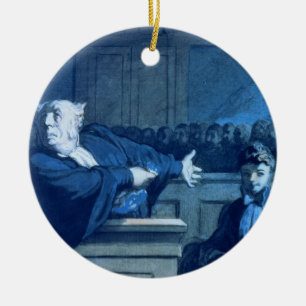 Scene at a tribunal (w/c) ceramic ornament