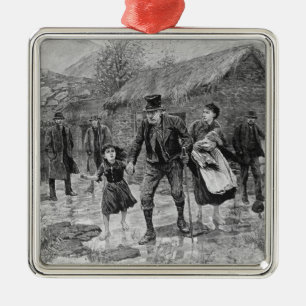 Scene at an Irish Eviction in County Kerry Metal Tree Decoration
