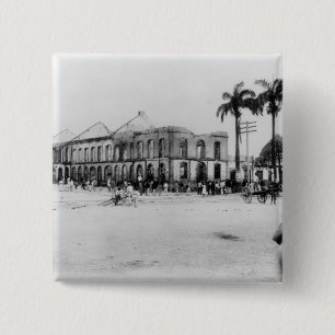 Scene at the Port of Spain, Trinidad, 1891 15 Cm Square Badge