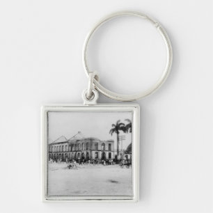 Scene at the Port of Spain, Trinidad, 1891 Key Ring