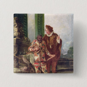 Scene from the Commedia dell'Arte 15 Cm Square Badge