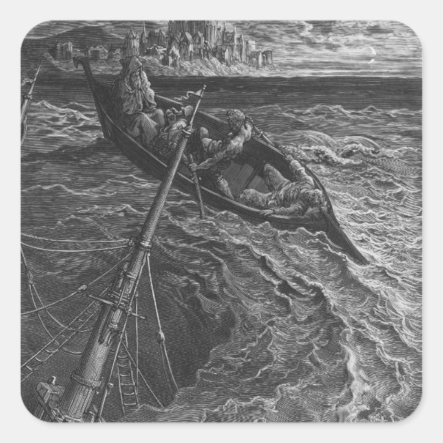 Scene from 'The Rime of the Ancient Mariner' Square Sticker (Front)
