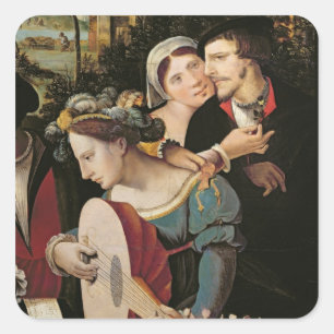 Scene Galante at the Gates of Paris Square Sticker