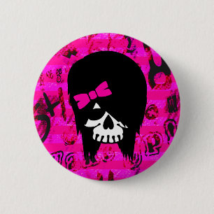 Scene Girl Skull Button