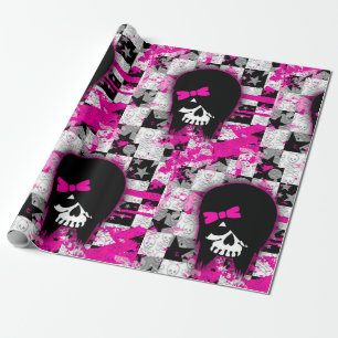Scene Girl Skull Wrapping Paper