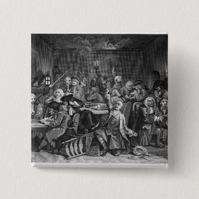 Scene in a Gaming House 15 Cm Square Badge (Front)